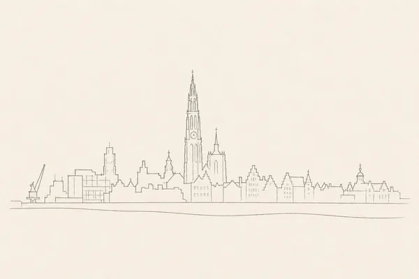 Minimal pencil outline of Antwerp