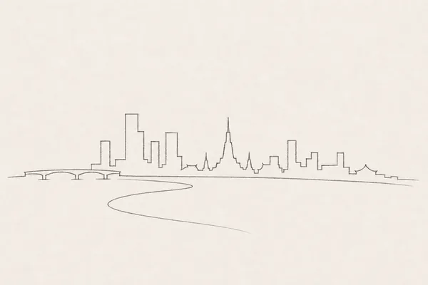 Minimal pencil outline of Bangkok