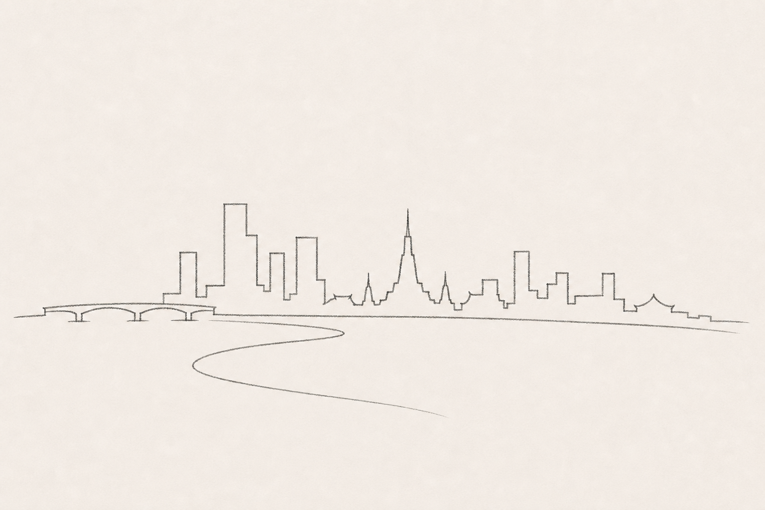 Minimal pencil outline of Bangkok