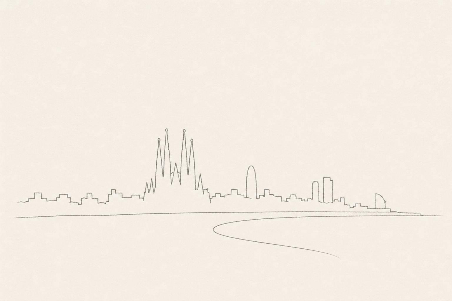 Minimal pencil outline of Barcelona