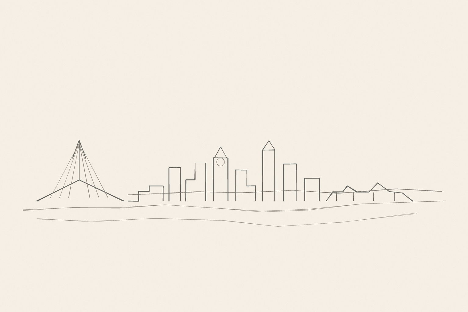Minimal pencil outline of Boston