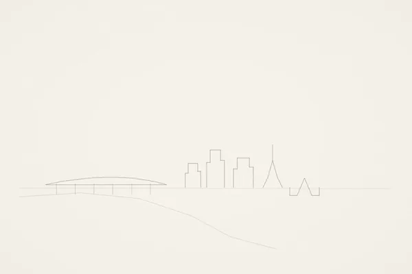Minimal pencil outline of Brisbane