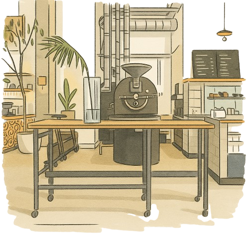 Patricia standing coffee bar