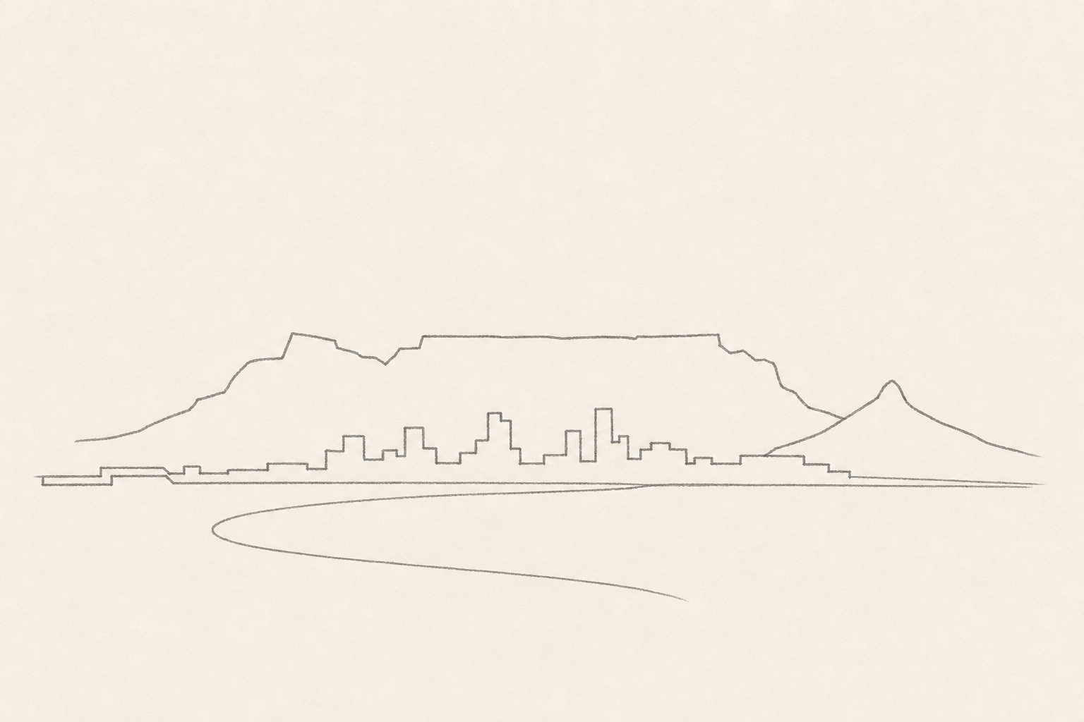 Minimal pencil outline of Cape Town