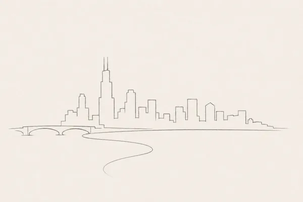 Minimal pencil outline of Chicago