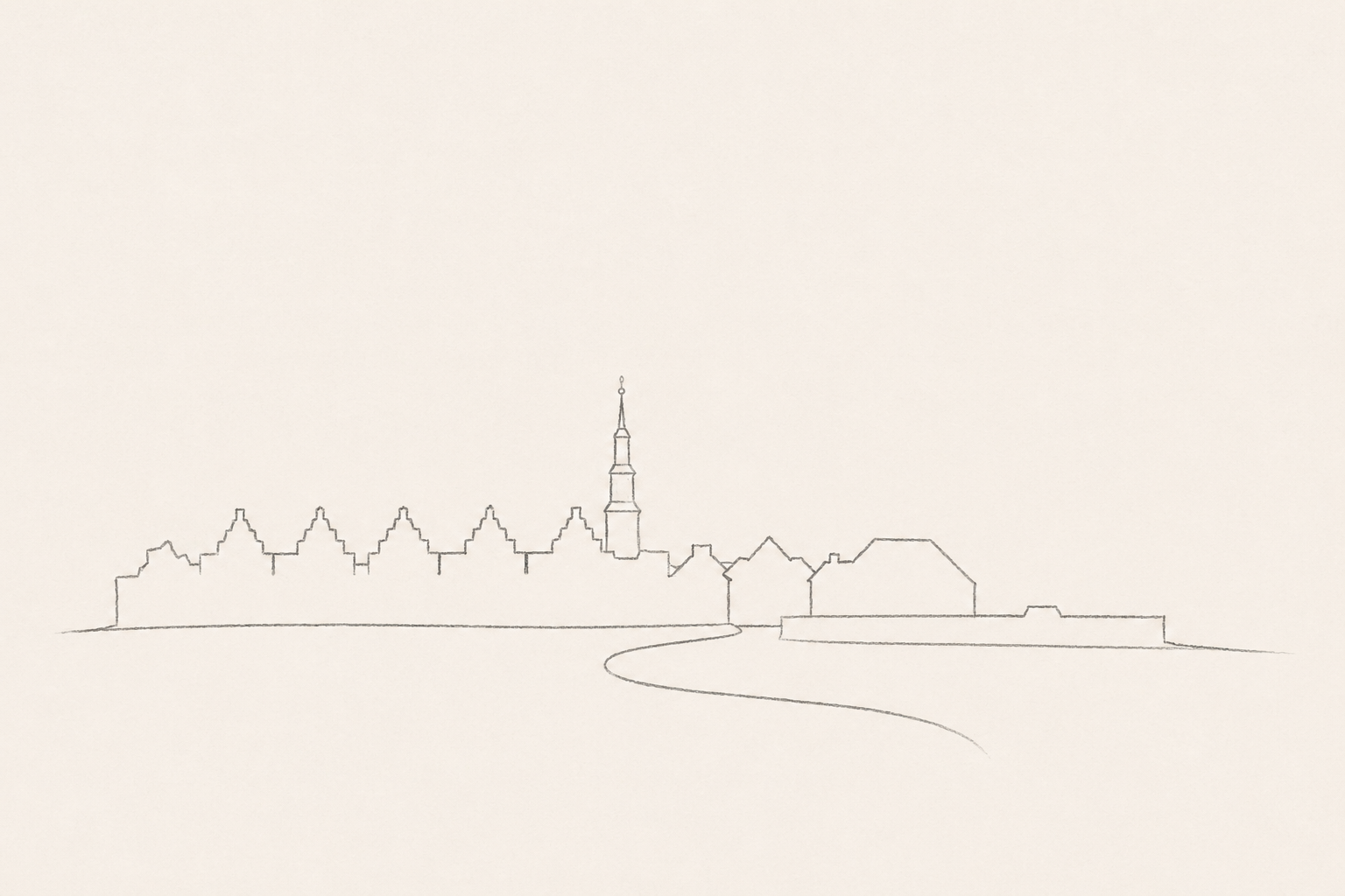 Minimal pencil outline of Copenhagen