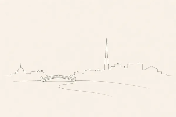 Minimal pencil outline of Dublin