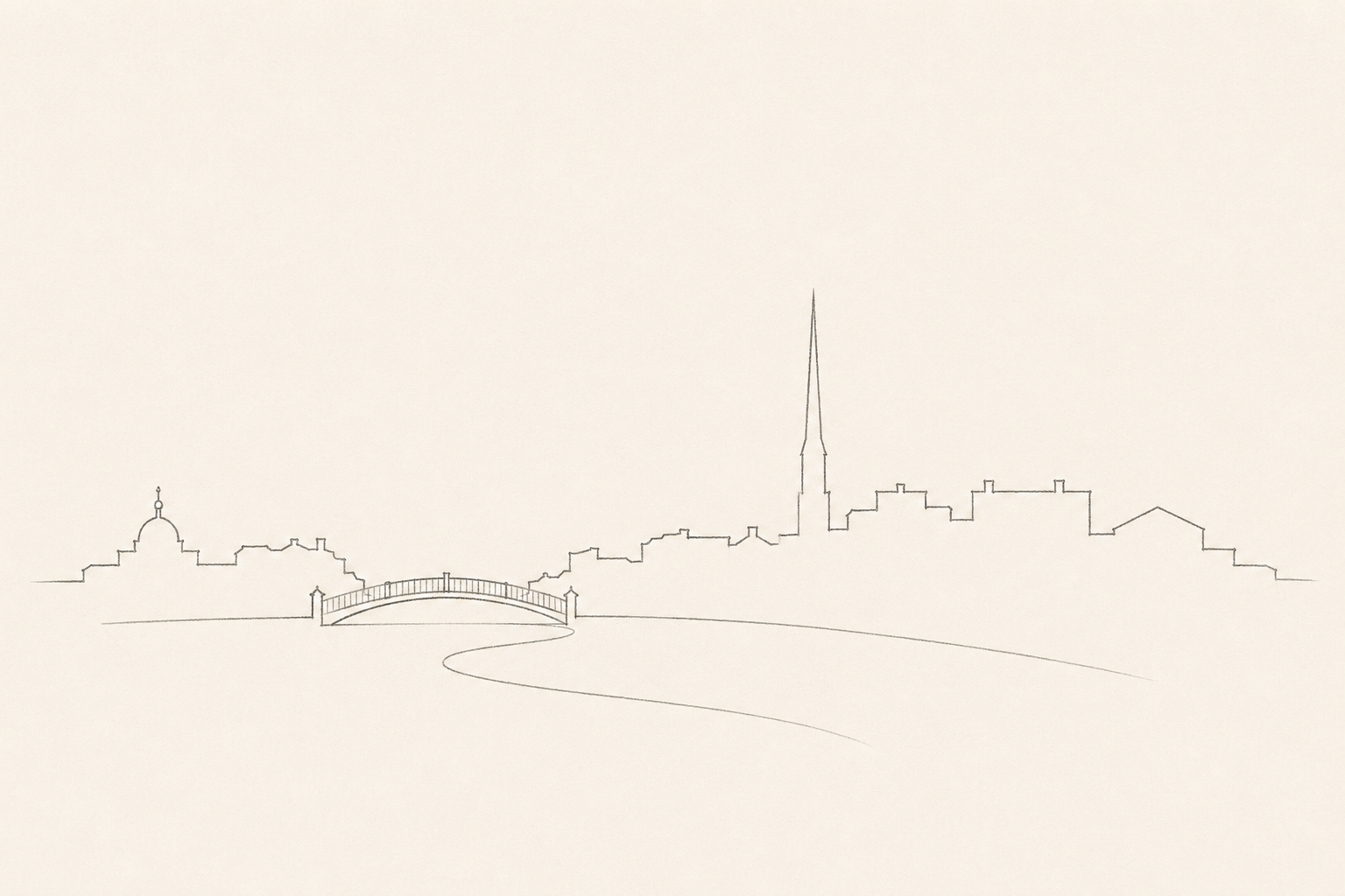 Minimal pencil outline of Dublin