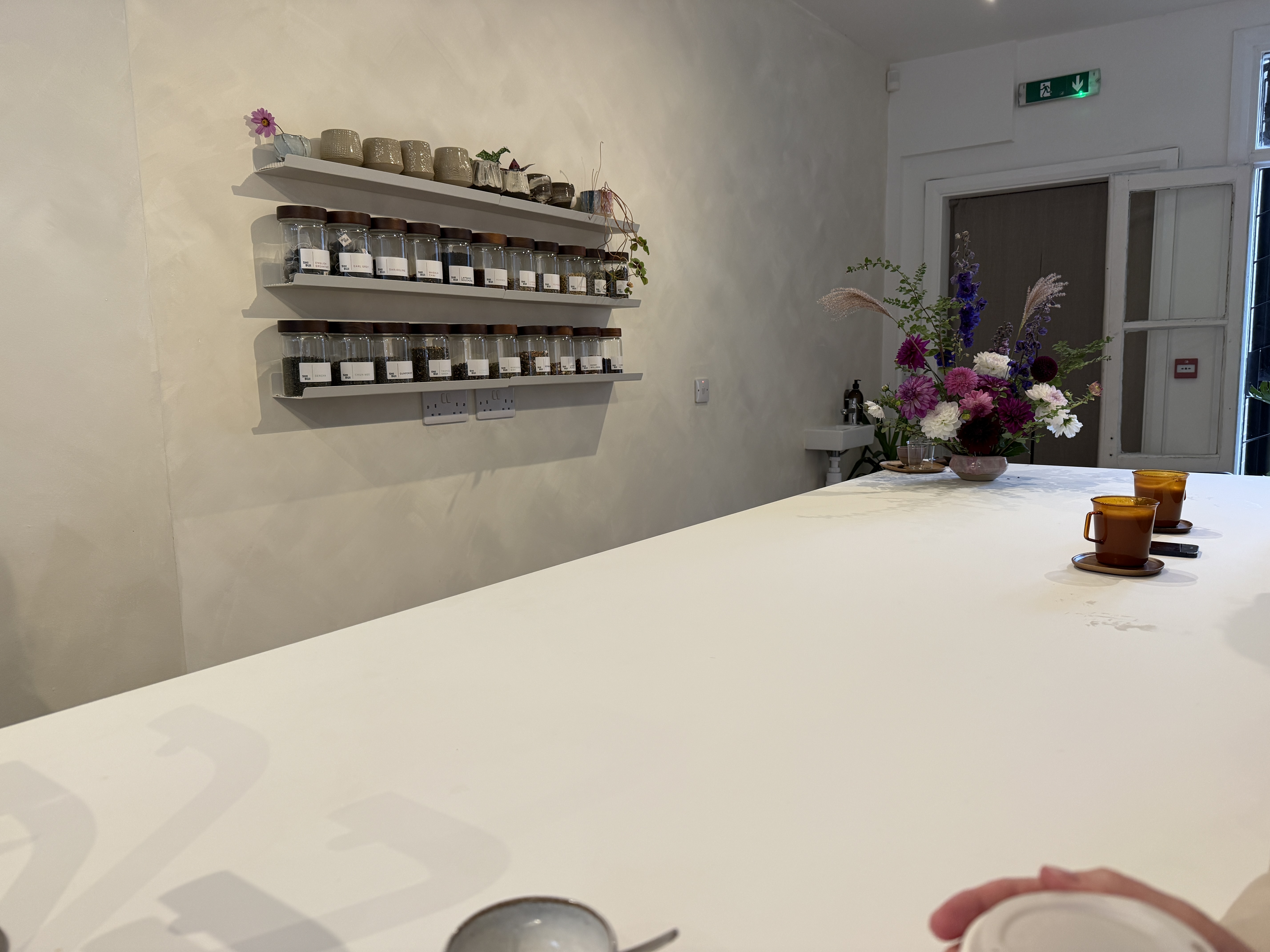 The clean worktop and tea selection