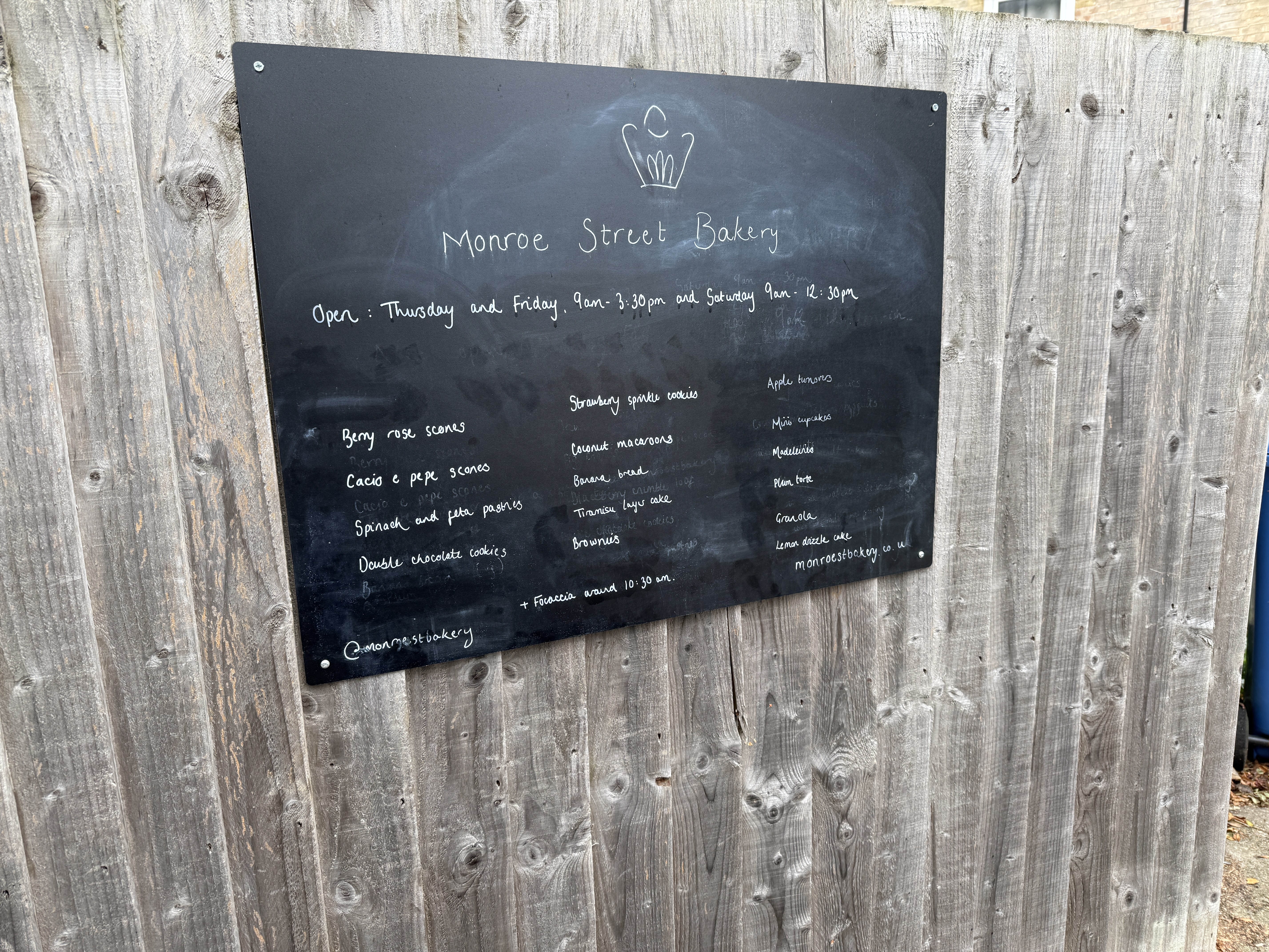 Next door's bakery options (changes daily)