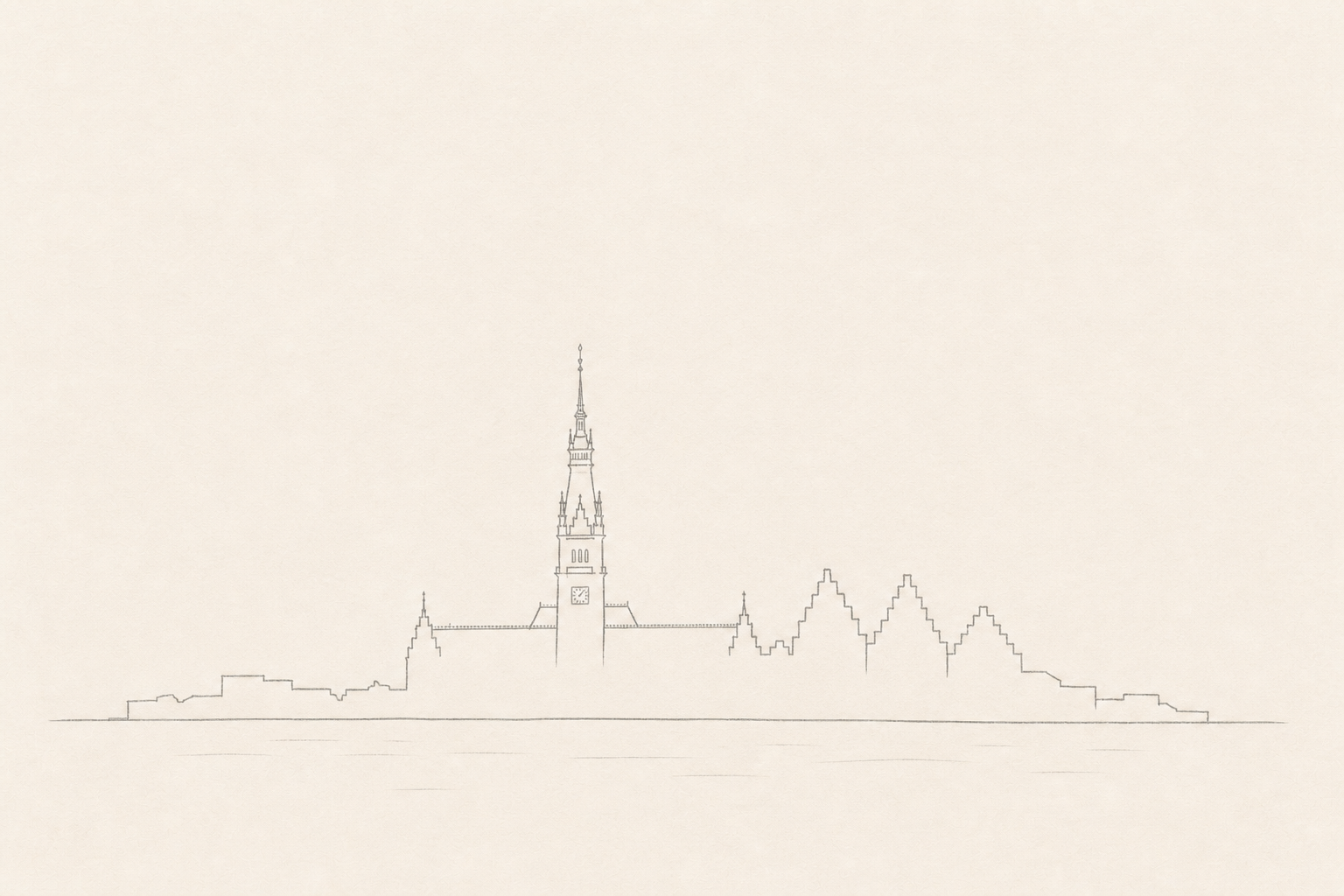 Minimal pencil outline of Hamburg