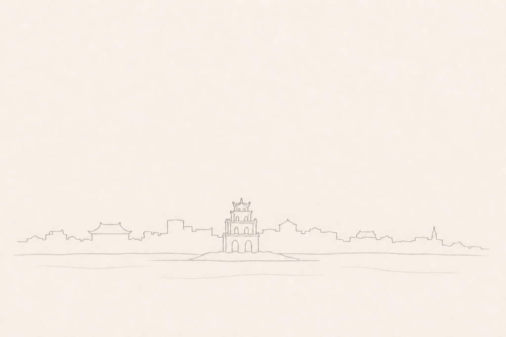 Minimal pencil outline of Hanoi