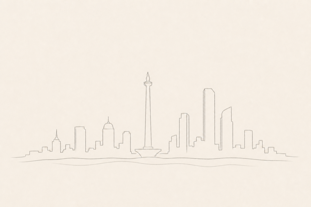 Minimal pencil outline of Jakarta