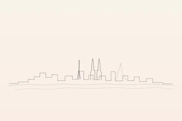 Minimal pencil outline of Kuala Lumpur