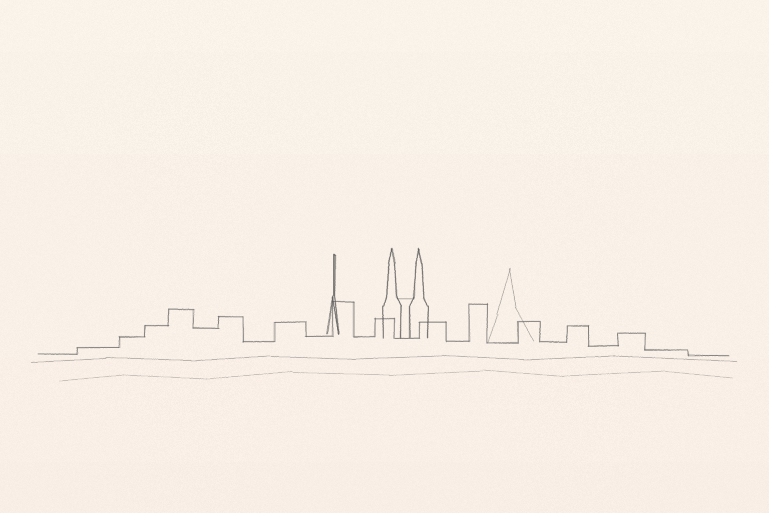 Minimal pencil outline of Kuala Lumpur