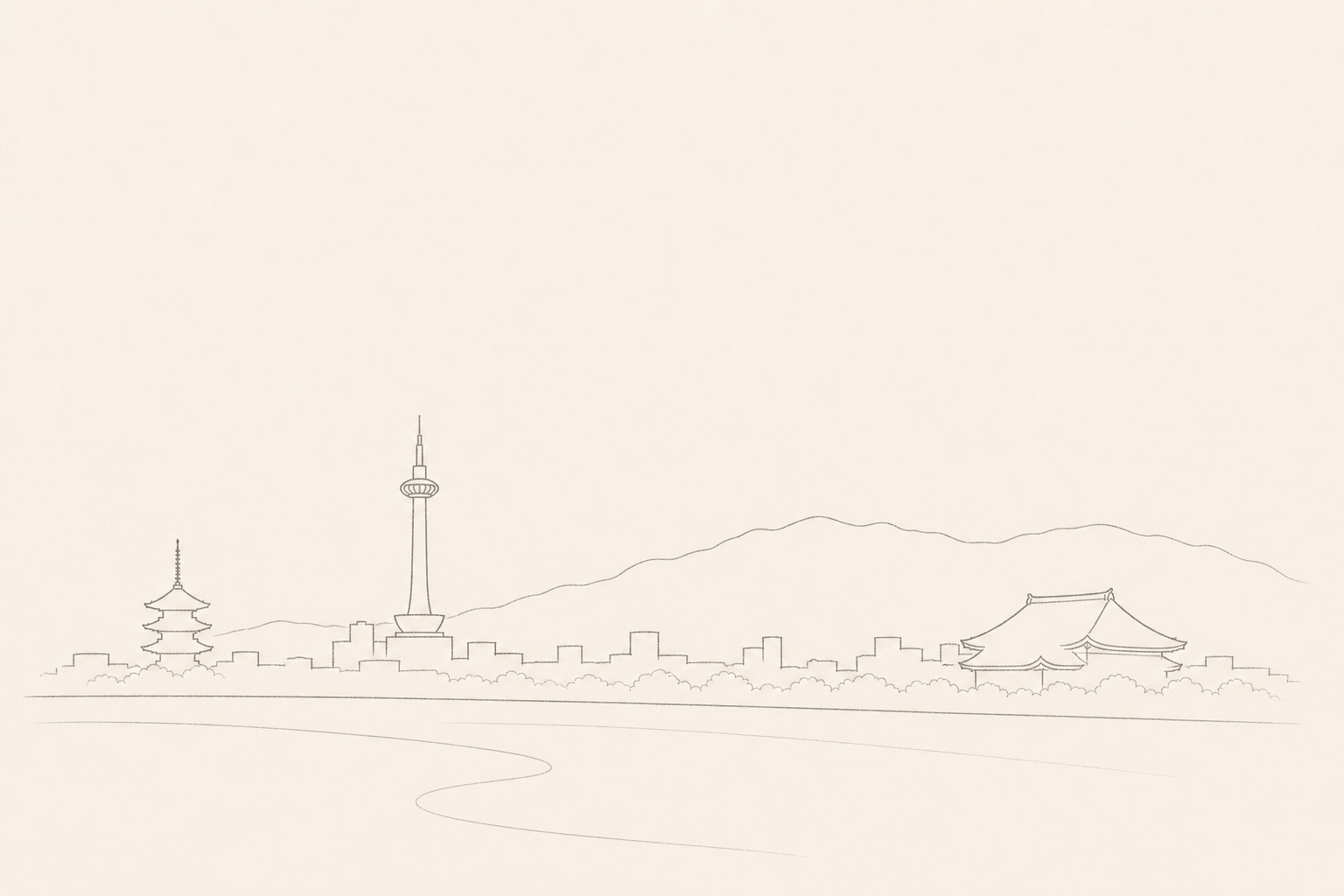 Minimal pencil outline of Kyoto