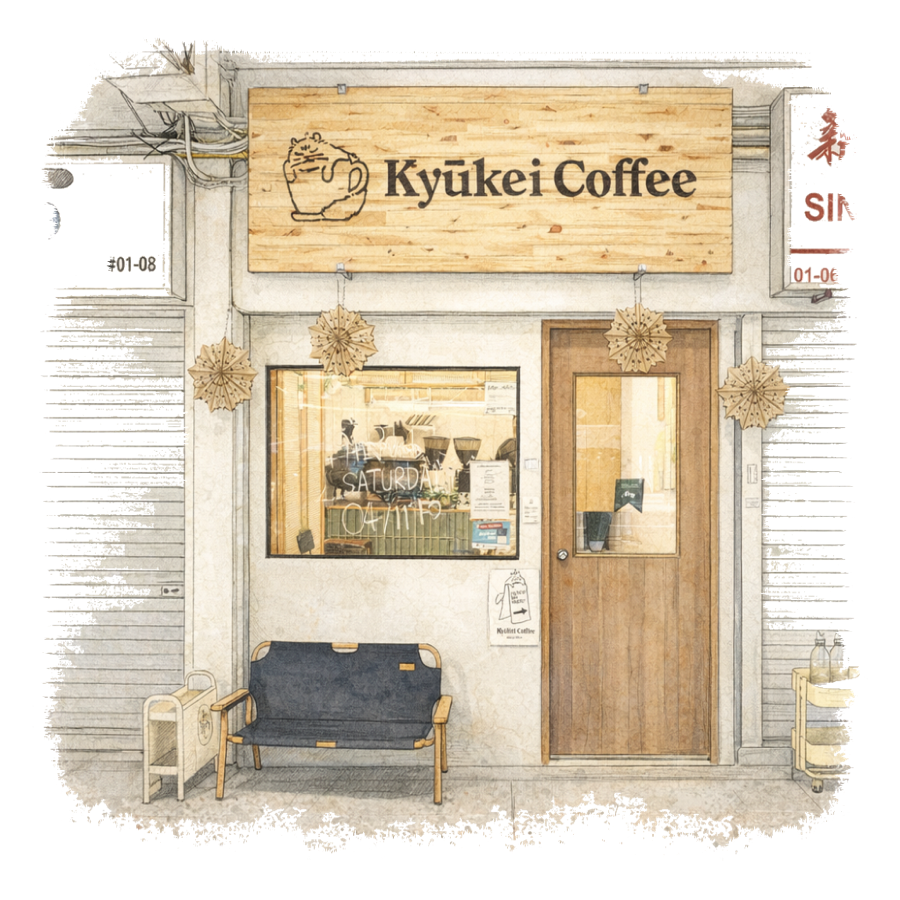 Kyuukei Coffee Singapore illustration