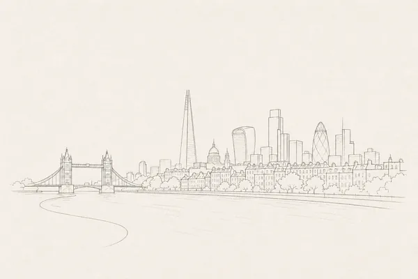 Minimal pencil outline of London