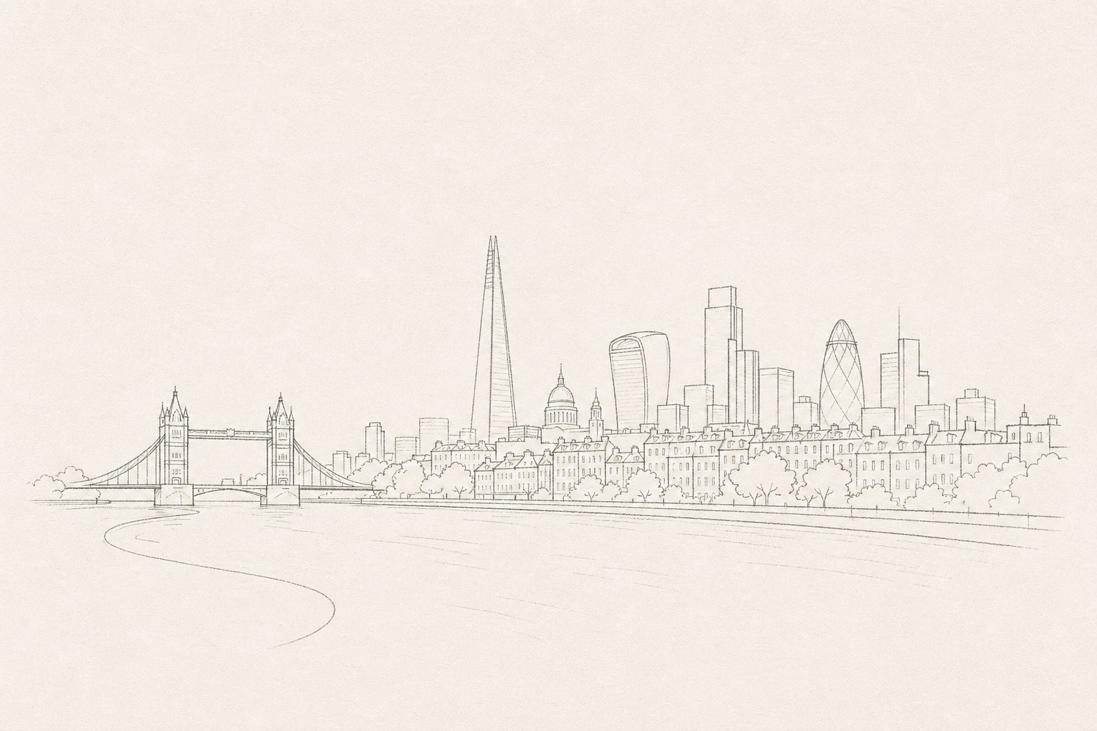 Minimal pencil outline of London