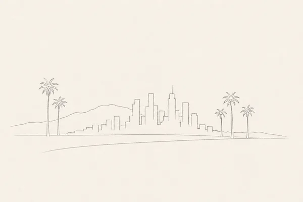 Minimal pencil outline of Los Angeles