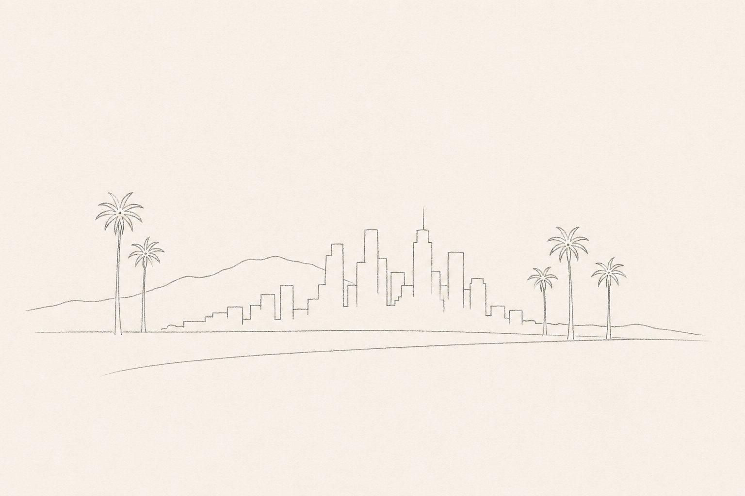 Minimal pencil outline of Los Angeles