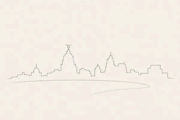 Minimal pencil outline of Madrid