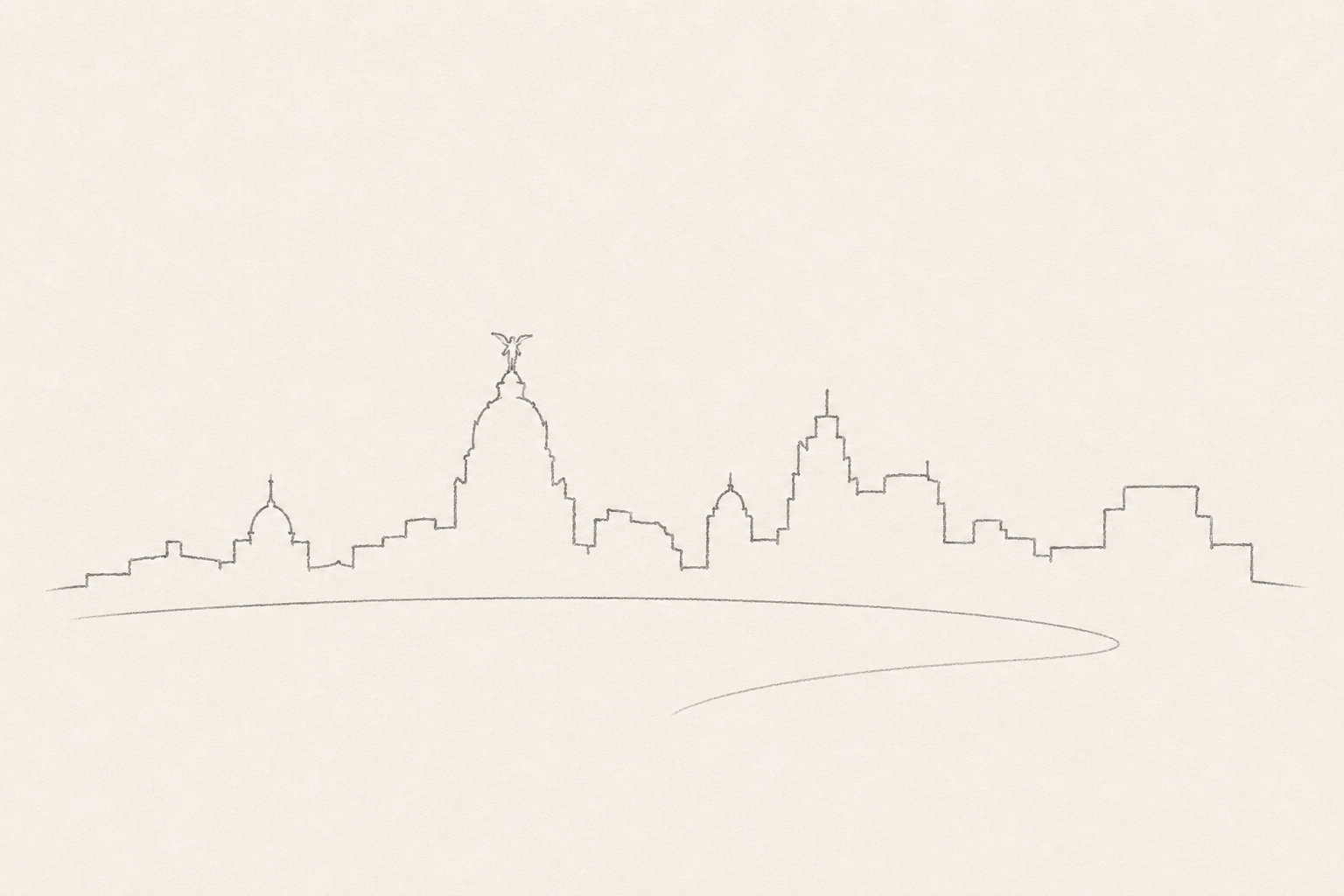 Minimal pencil outline of Madrid