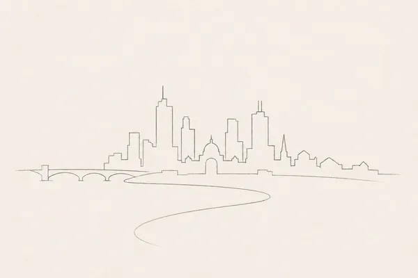 Minimal pencil outline of Melbourne
