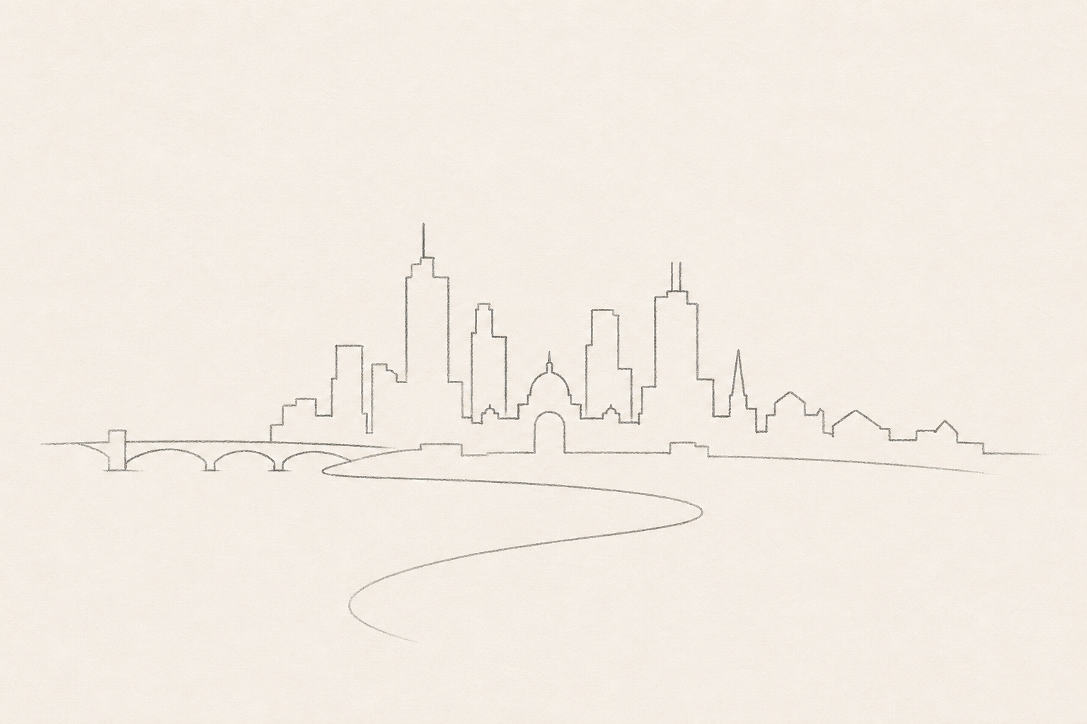 Minimal pencil outline of Melbourne