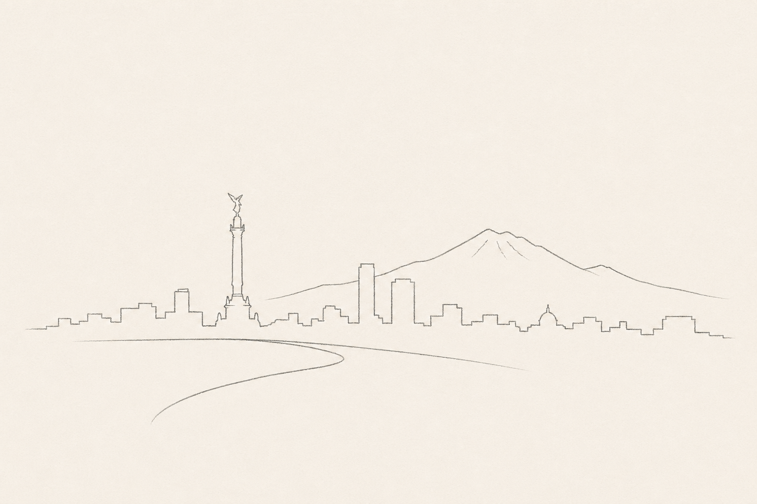 Minimal pencil outline of Mexico City