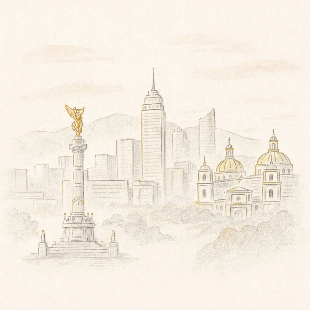 Illustration of Mexico City skyline