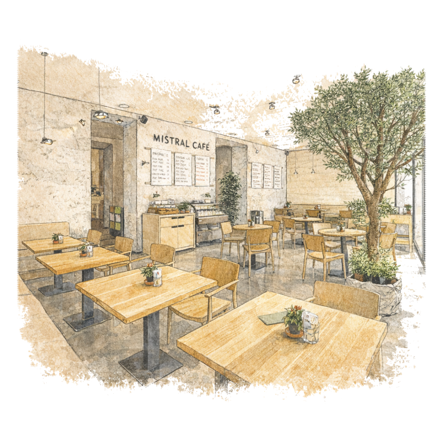 Mistral Cafe Prague illustration