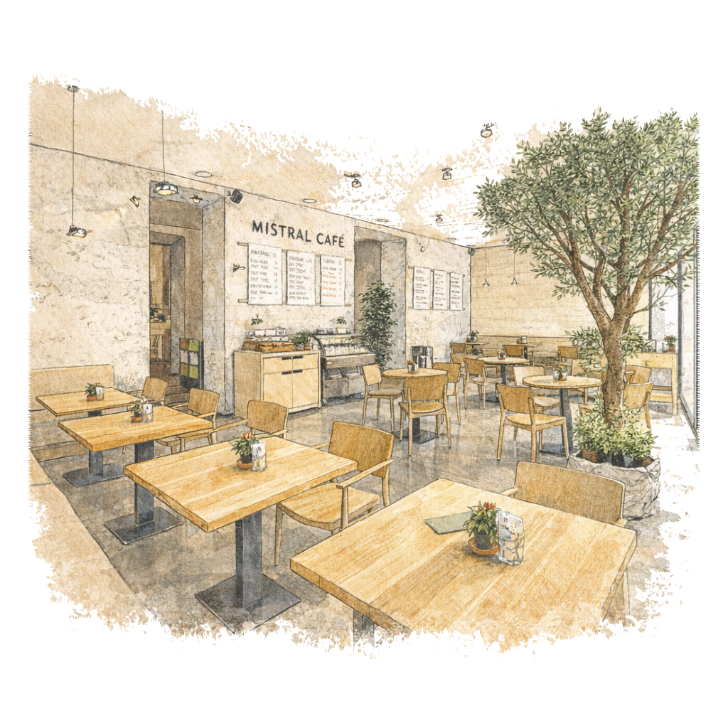 Mistral Cafe Prague illustration