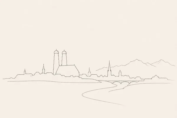 Minimal pencil outline of Munich