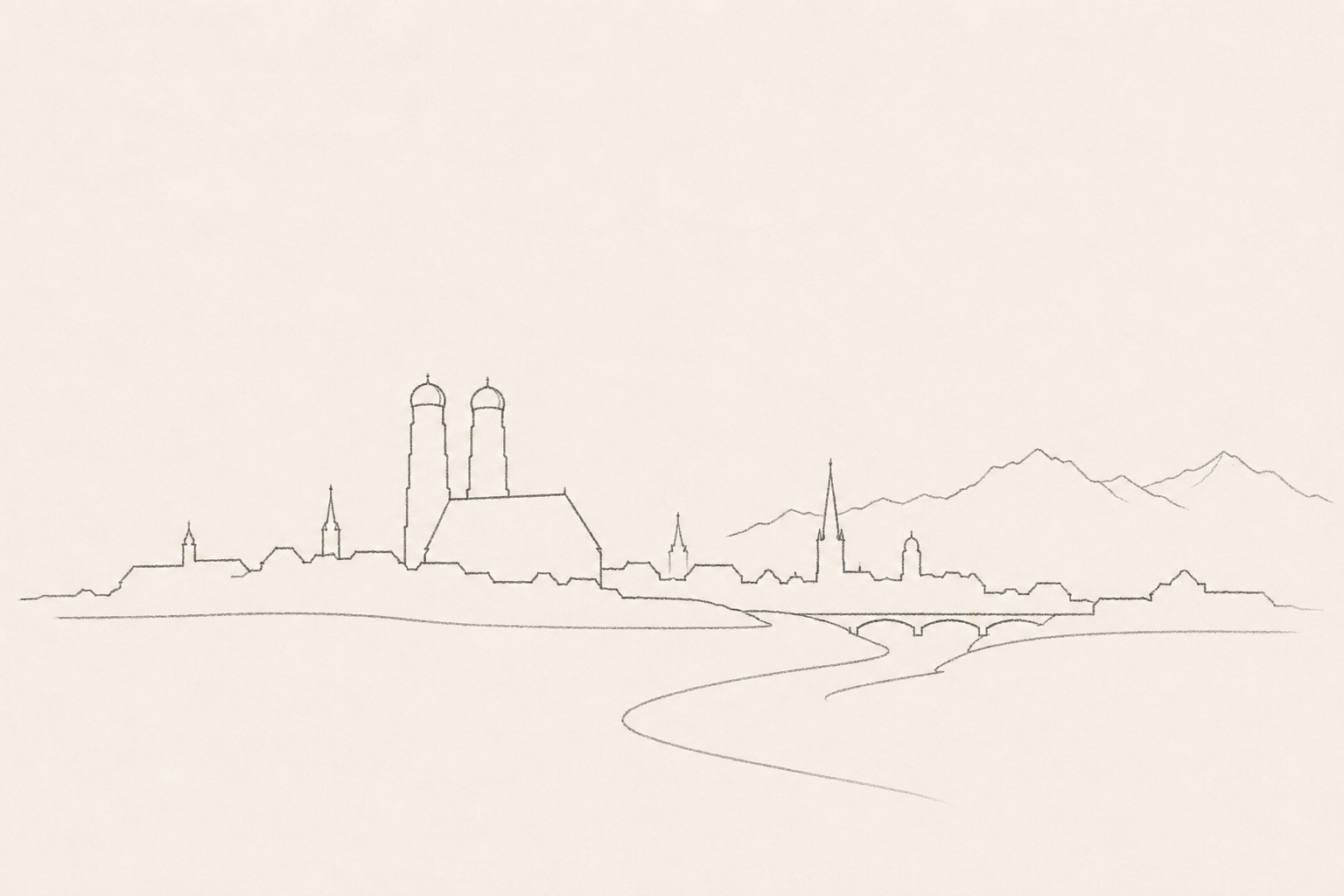 Minimal pencil outline of Munich