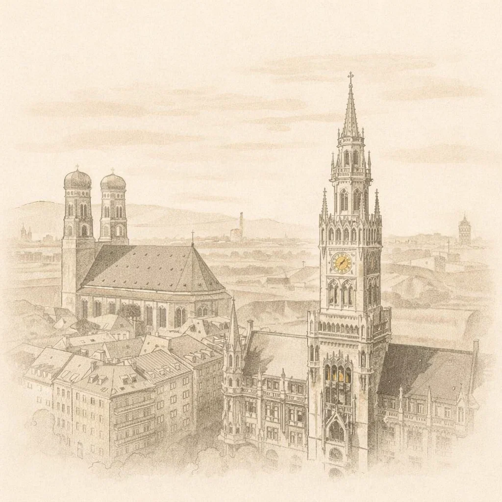 Illustration of Munich rooftops