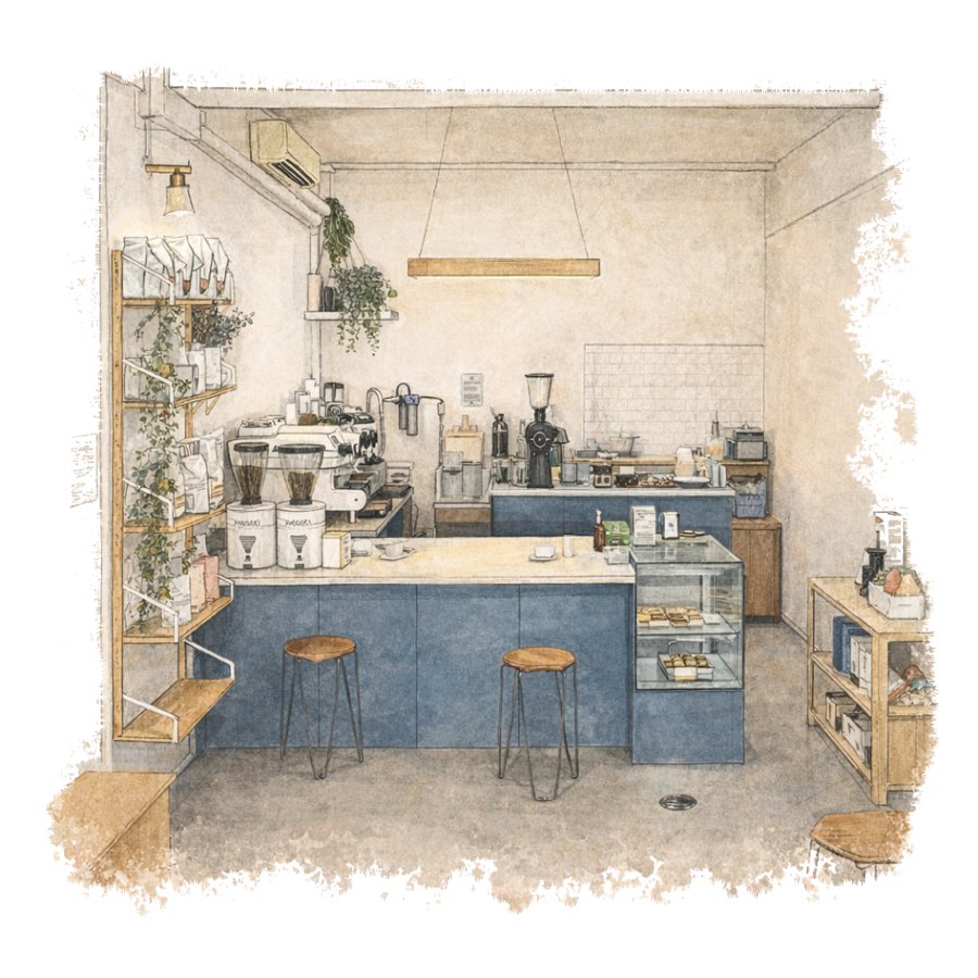 Narrative Coffee Stand Singapore illustration