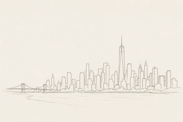 Minimal pencil outline of New York