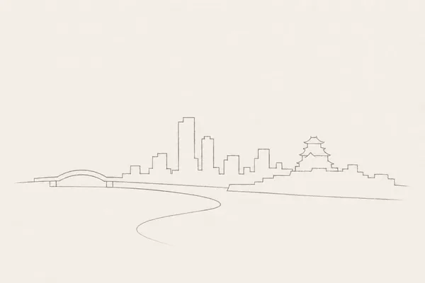 Minimal pencil outline of Osaka