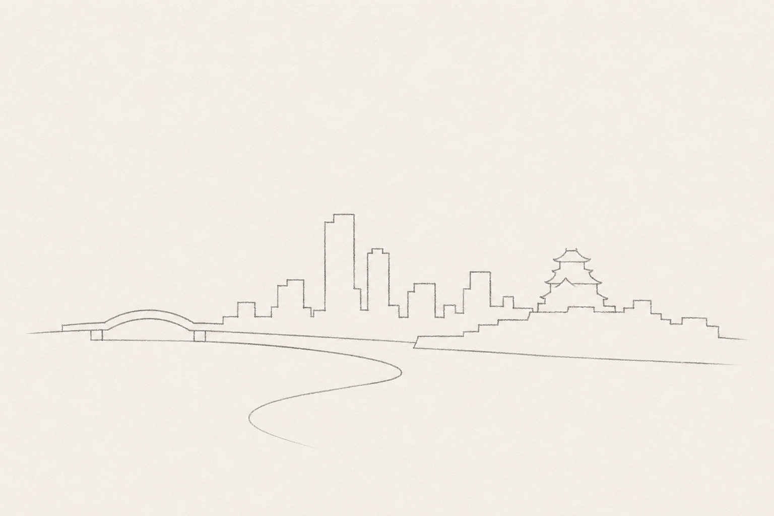 Minimal pencil outline of Osaka