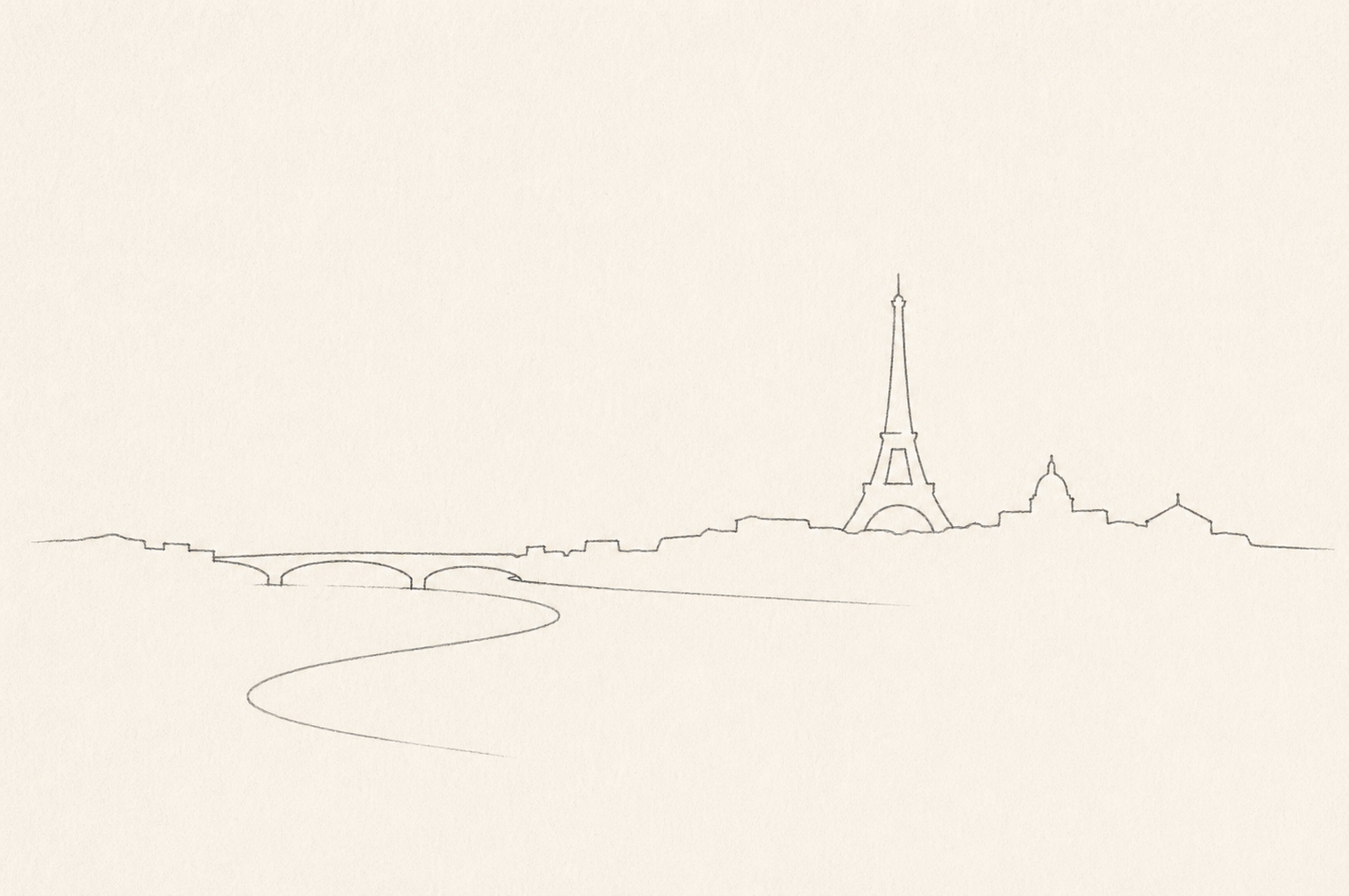 Minimal pencil outline of Paris