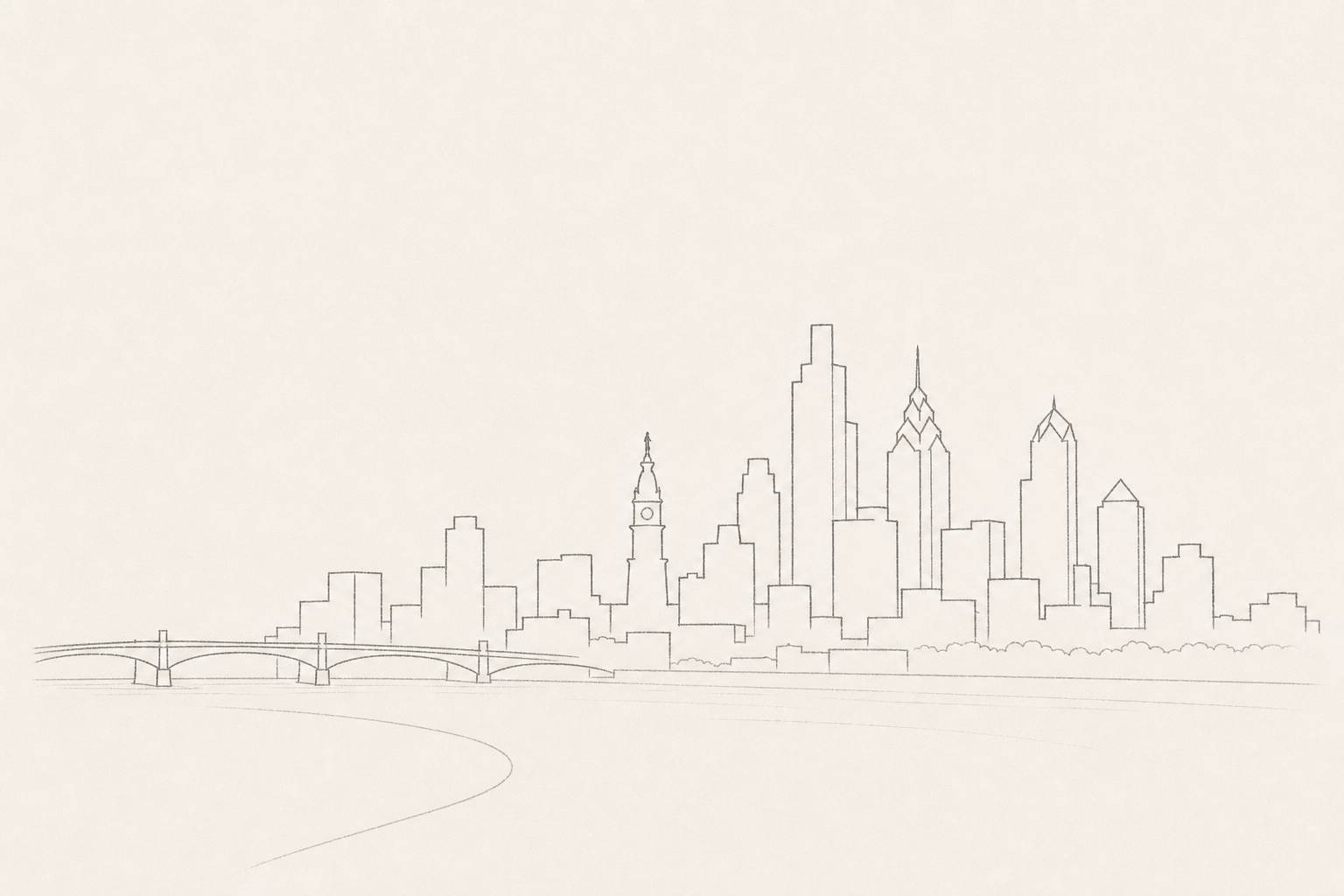 Minimal pencil outline of Philadelphia
