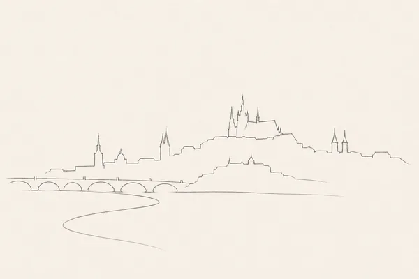 Minimal pencil outline of Prague