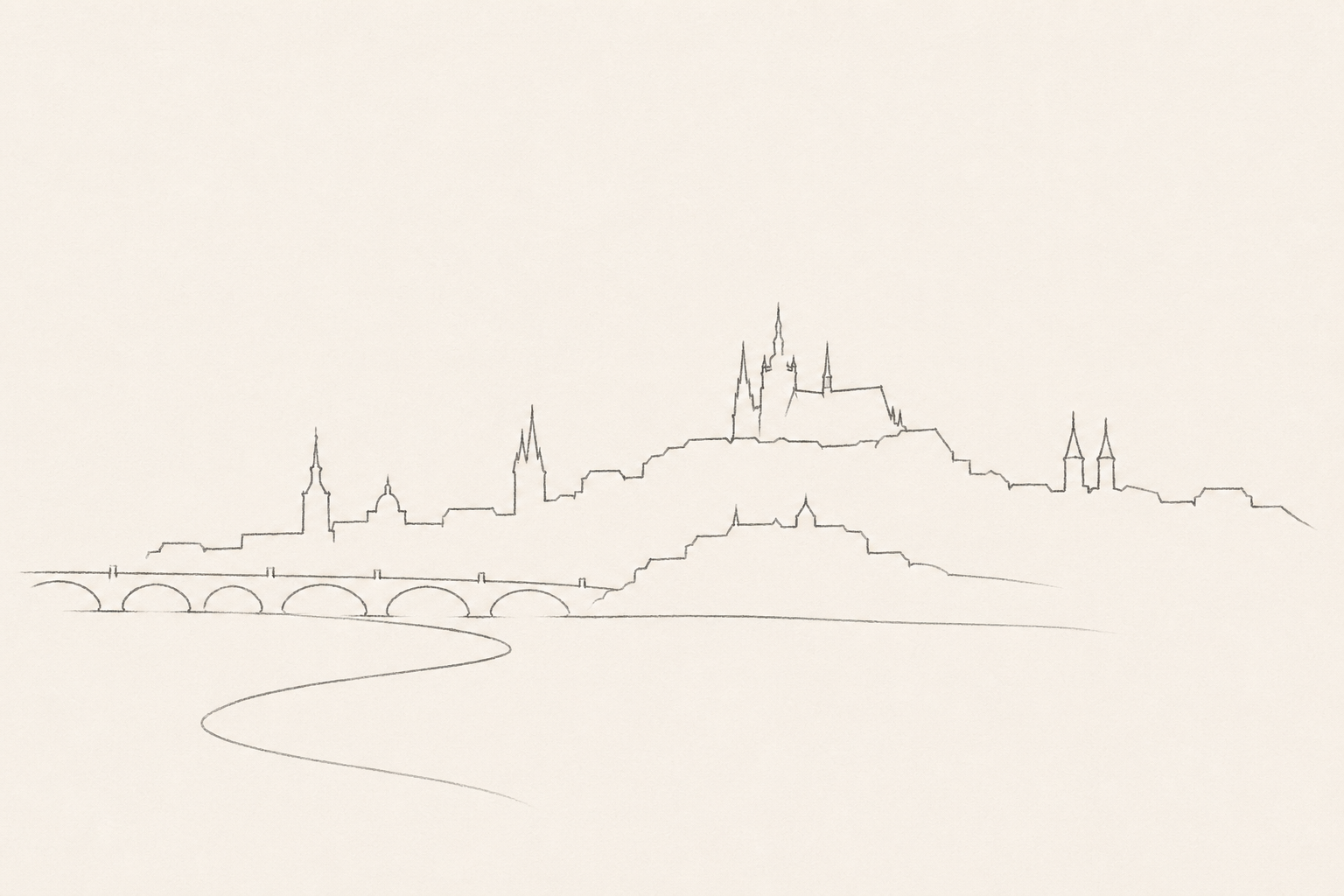 Minimal pencil outline of Prague