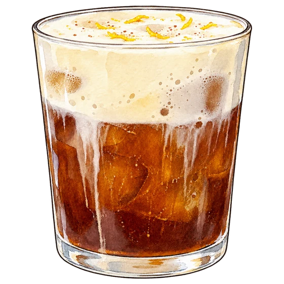 Espresso Embassy’s June Mont Blanc: amber iced coffee beneath pale oat foam and yellow zest in a clear tumbler