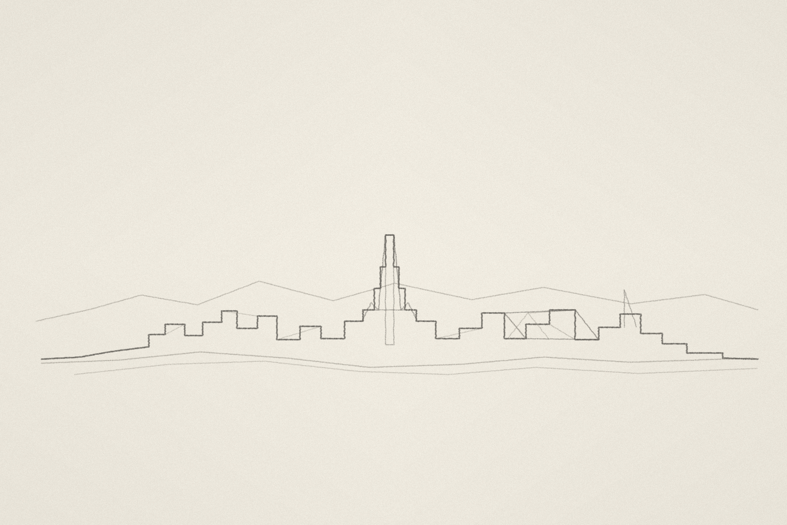 Minimal pencil outline of Reykjavík