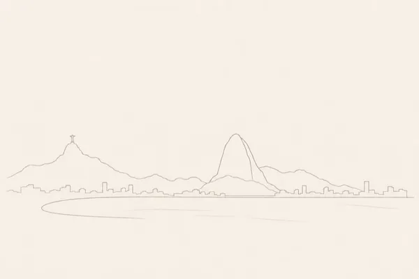 Minimal pencil outline of Rio de Janeiro
