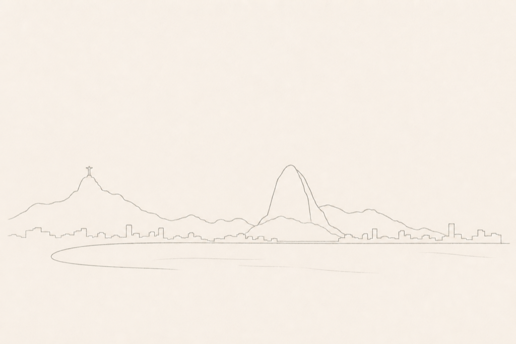 Minimal pencil outline of Rio de Janeiro