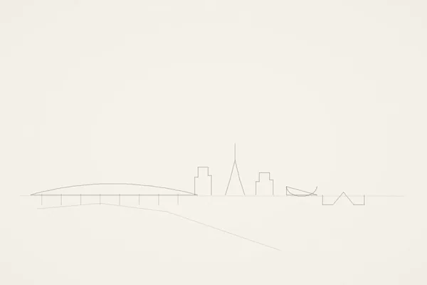 Minimal pencil outline of San Diego