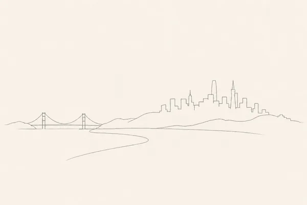 Minimal pencil outline of San Francisco